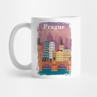 Prague Colorful Vintage Minimal Travel Poster Mug